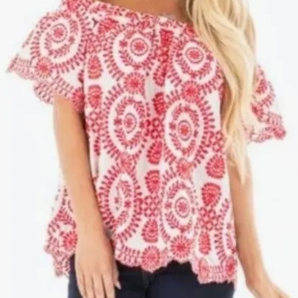 Pink Lily Embroidered Off The Shoulder Top